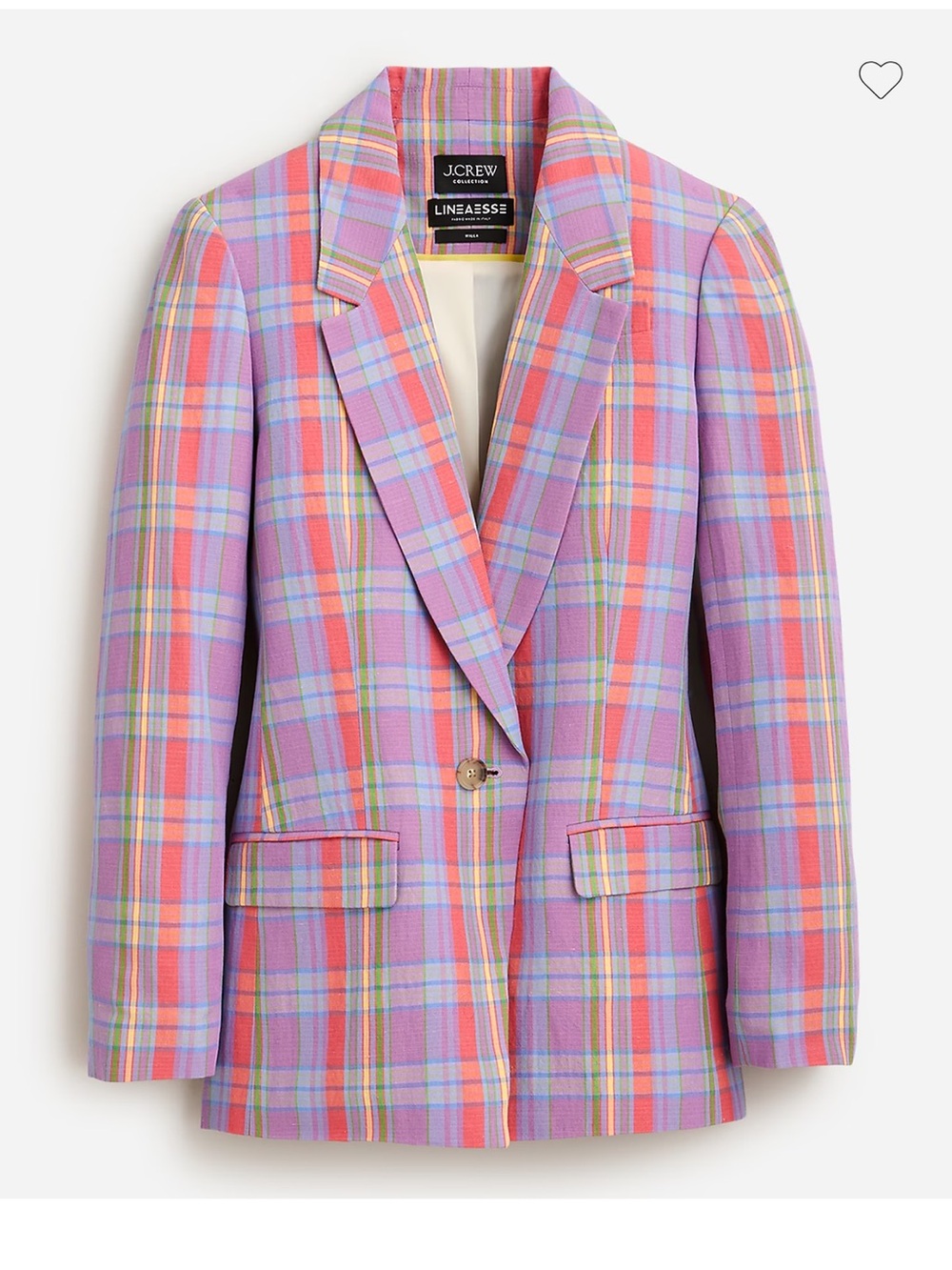 J.Crew Collection Willa Italian viscose-blend blazer in sunset plaid